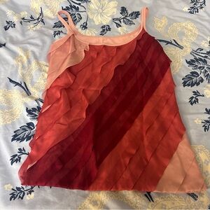 New York & Company Pink, Orange and Purple Ruffle Tank